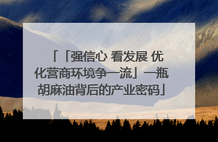 「强信心 看发展 优化营商环境争一流」一瓶胡麻油背后的产业密码