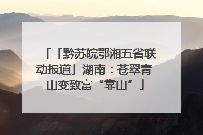 「黔苏皖鄂湘五省联动报道」湖南：苍翠青山变致富“靠山”