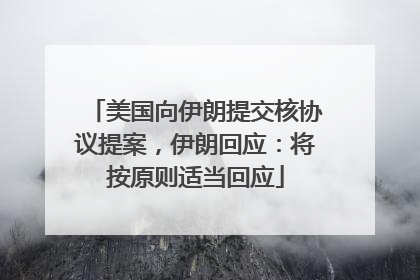 美国向伊朗提交核协议提案，伊朗回应：将按原则适当回应