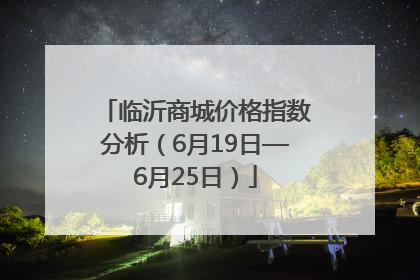临沂商城价格指数分析（6月19日—6月25日）