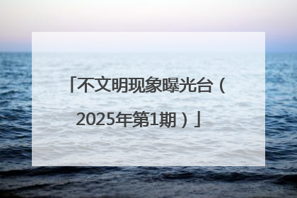 不文明现象曝光台（2025年第1期）