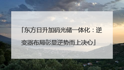 东方日升加码光储一体化：逆变器布局彰显逆势而上决心