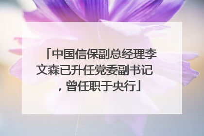 中国信保副总经理李文森已升任党委副书记，曾任职于央行