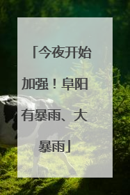今夜开始加强！阜阳有暴雨、大暴雨