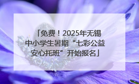 免费！2025年无锡中小学生暑期“七彩公益安心托班”开始报名