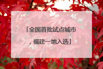 全国首批试点城市，福建一地入选