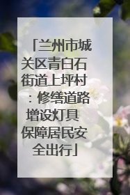 兰州市城关区青白石街道上坪村：修缮道路增设灯具 保障居民安全出行