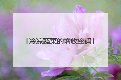 冷凉蔬菜的增收密码