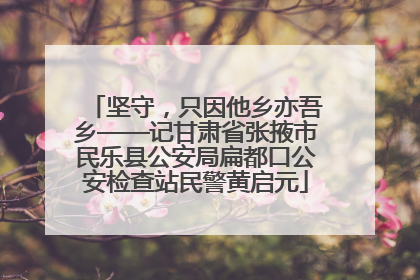 坚守，只因他乡亦吾乡——记甘肃省张掖市民乐县公安局扁都口公安检查站民警黄启元