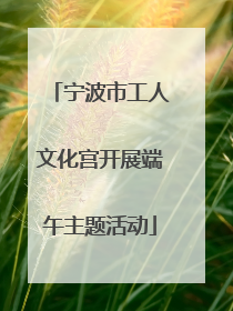 宁波市工人文化宫开展端午主题活动