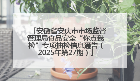 安徽省安庆市市场监督管理局食品安全“你点我检”专项抽检信息通告（2025年第27期）