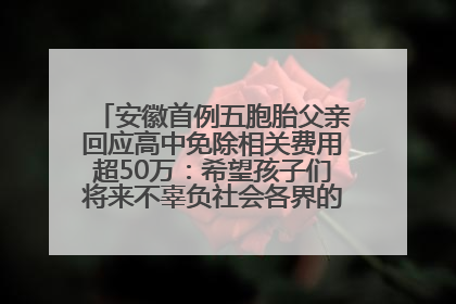安徽首例五胞胎父亲回应高中免除相关费用超50万：希望孩子们将来不辜负社会各界的帮助与支持