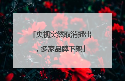央视突然取消播出，多家品牌下架