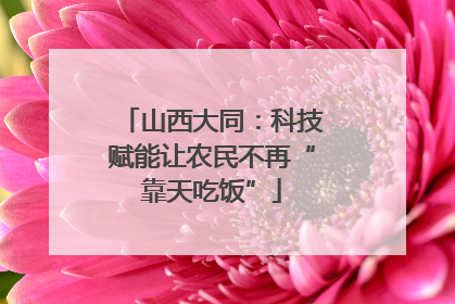 山西大同：科技赋能让农民不再“靠天吃饭”
