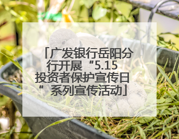 广发银行岳阳分行开展“5.15投资者保护宣传日”系列宣传活动