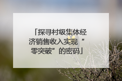 探寻村级集体经济销售收入实现“零突破”的密码