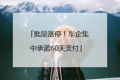 批量涨停！车企集中承诺60天支付
