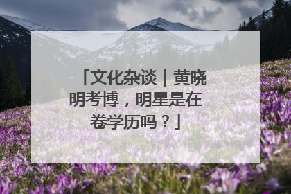 文化杂谈｜黄晓明考博，明星是在卷学历吗？