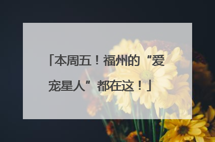 本周五！福州的“爱宠星人”都在这！