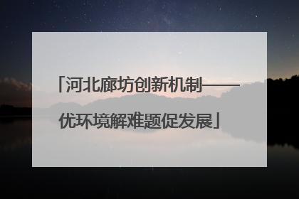 河北廊坊创新机制——优环境解难题促发展