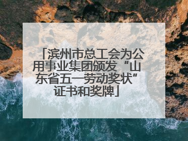 滨州市总工会为公用事业集团颁发“山东省五一劳动奖状”证书和奖牌