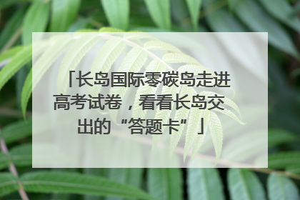 长岛国际零碳岛走进高考试卷，看看长岛交出的“答题卡”