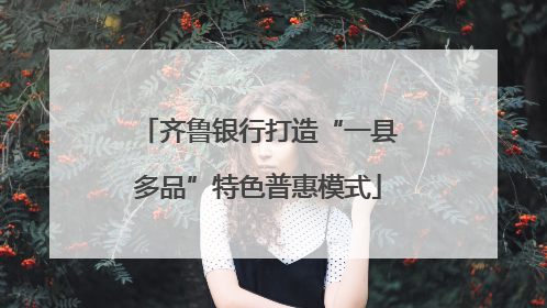 齐鲁银行打造“一县多品”特色普惠模式