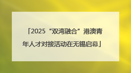 2025“双湾融合”港澳青年人才对接活动在无锡启幕